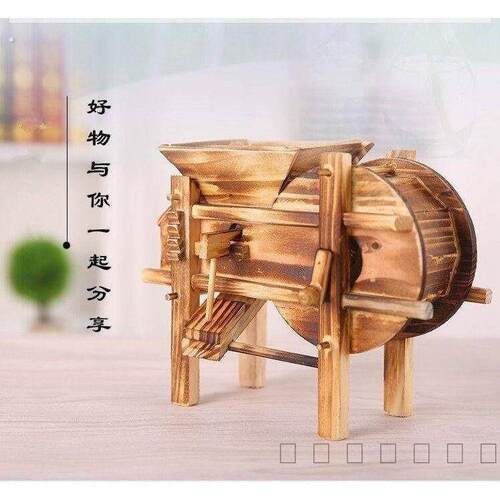 木制农具模型打谷机转印谷风车摇谷扇彷古手工艺软装饰品书房摆件
