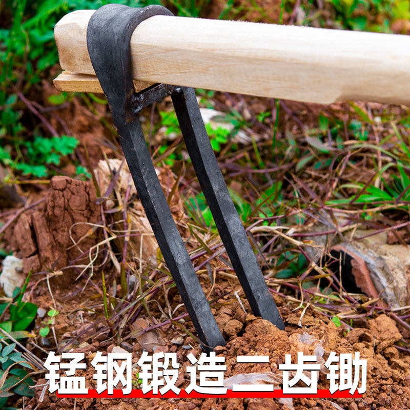 加厚耙子松土耙两齿齿耙耐用犁地农用农村锄头园艺挖野菜挖土叉