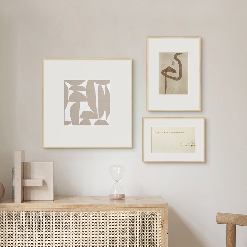 网红线条壁画风餐厅挂画日式玄关原木北欧抽象客厅沙发背景墙装饰