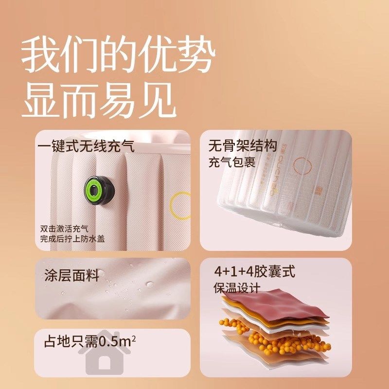 云朵自动充气泡澡桶折叠大人家用洗澡桶成人全身儿童浴桶浴缸浴盆