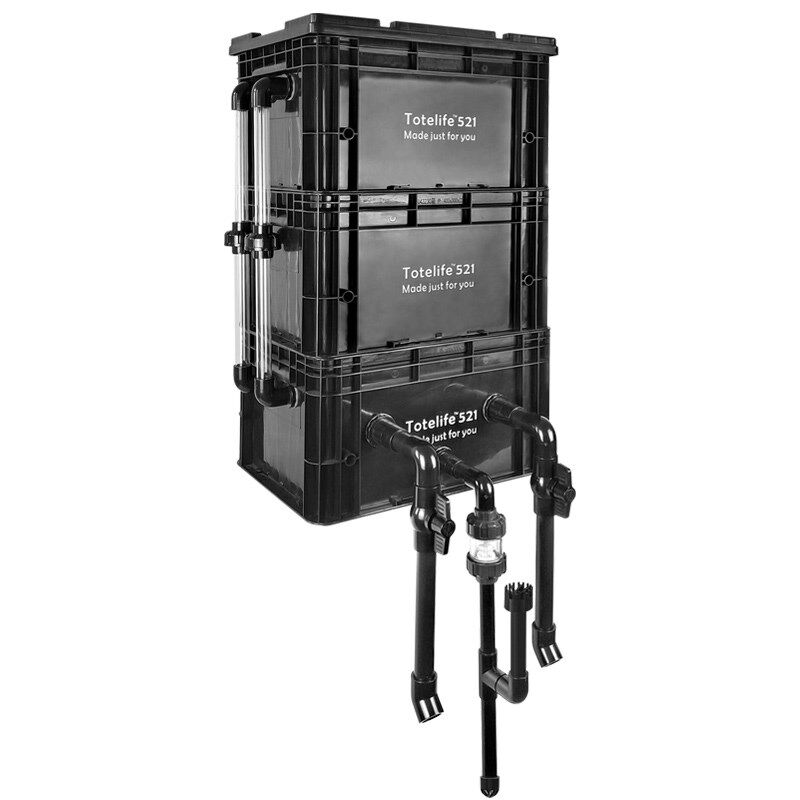 内置水泵黑色工业风周转箱鱼缸鱼池过滤器阳台养鱼龟缸滴流盒过滤