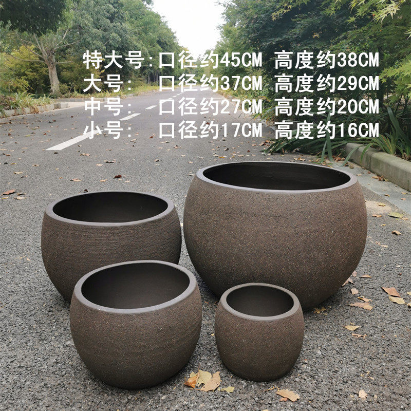 包邮庭院特大号素面粗砂透气陶土盆大口径粗陶花盆花盘陶罐红陶盆