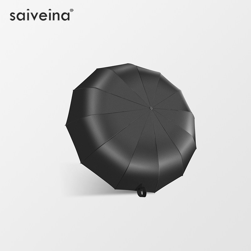 赛维纳抗风暴雨全自动雨伞加固加粗双人结实户外三折叠伞红色黑色