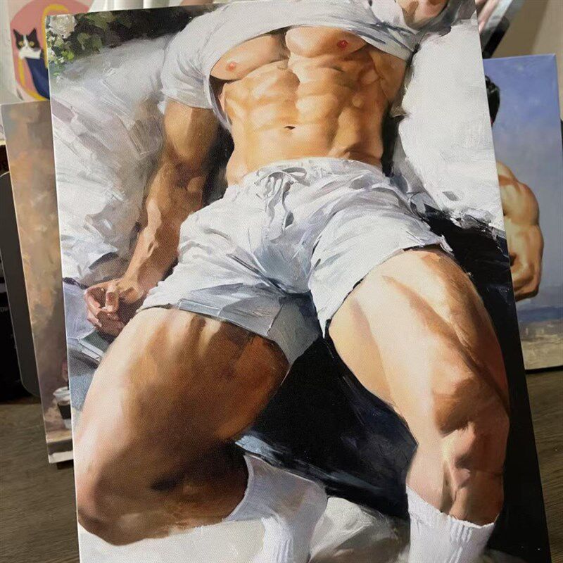 体院男体肌肉男高清装饰画卧室挂画喷绘油画房间室内挂墙靠墙型男