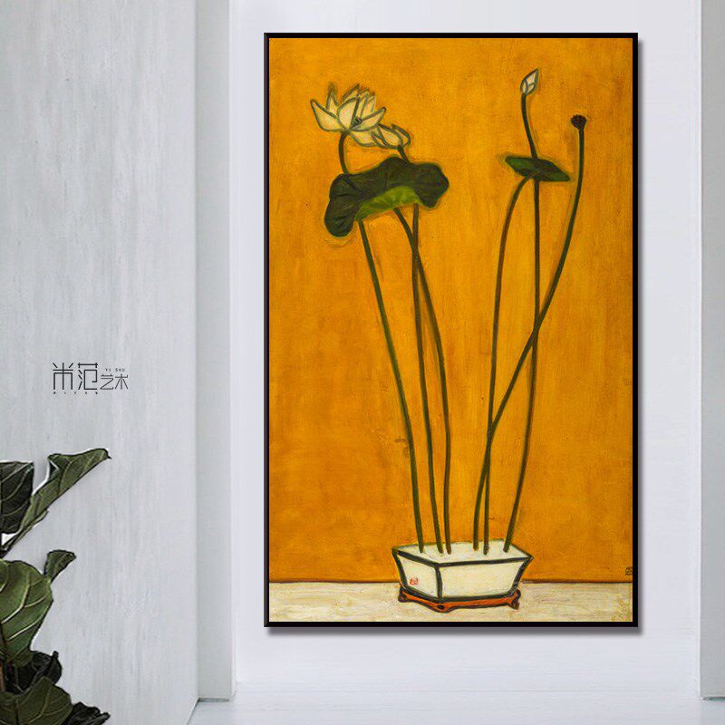 常玉《盆栽》简美北欧植物装饰画写实玄关复古小众挂画书房艺术画