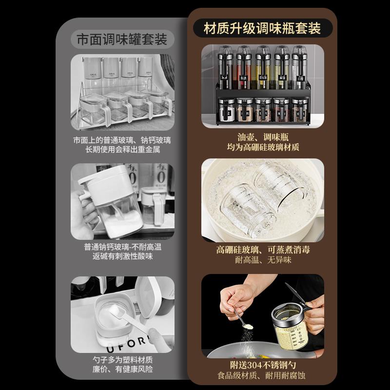 玻璃调料罐家用佐料盒调料收纳盒家用厨房调味瓶调料瓶酱油醋套装