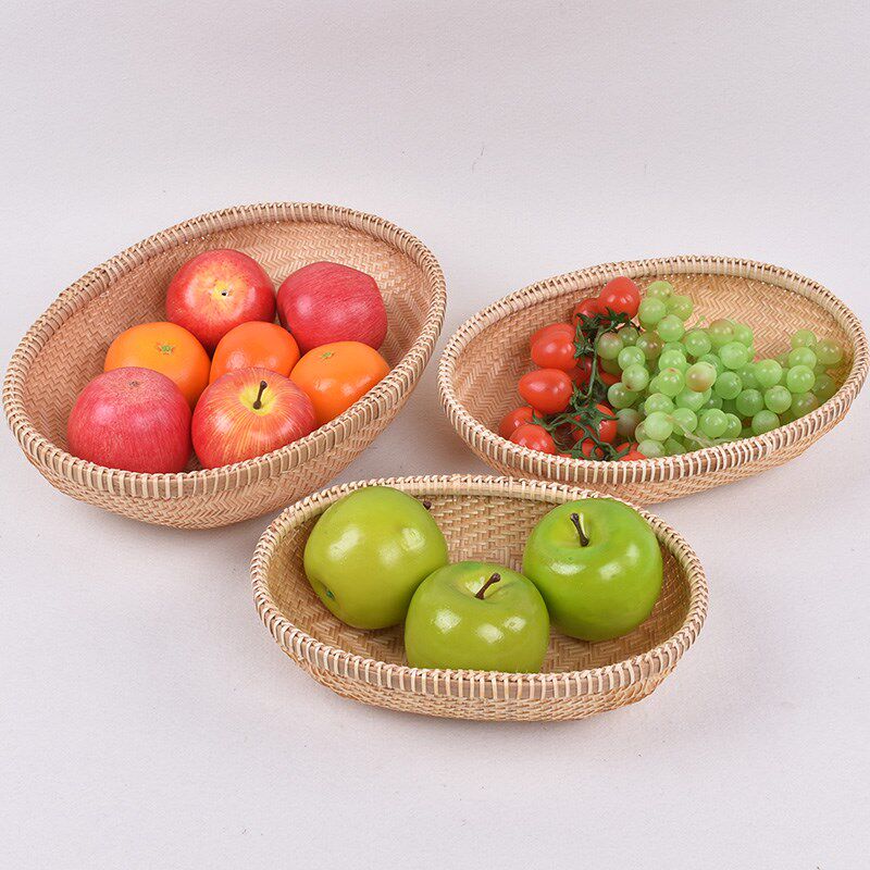 农家手工家用水果馒头收纳框菜篮子竹编簸箕鸡蛋盘子筲箕收纳筐
