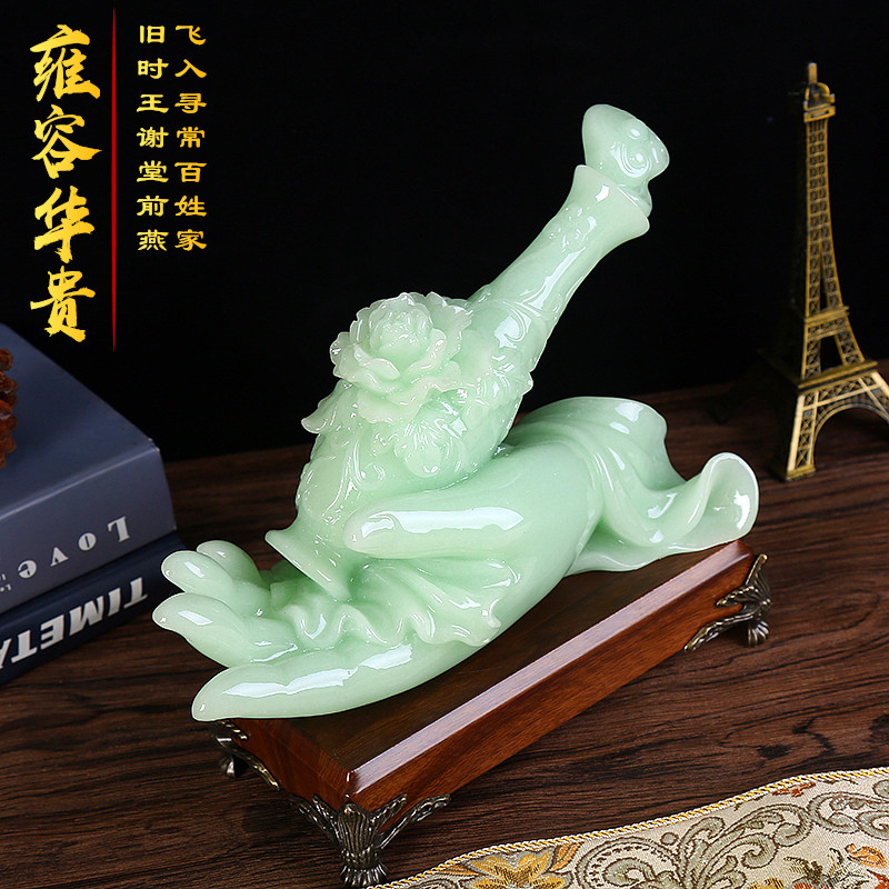 玉石佛手摆件观音如来佛手花瓶平安摆设书房电视酒柜玄关装饰礼品