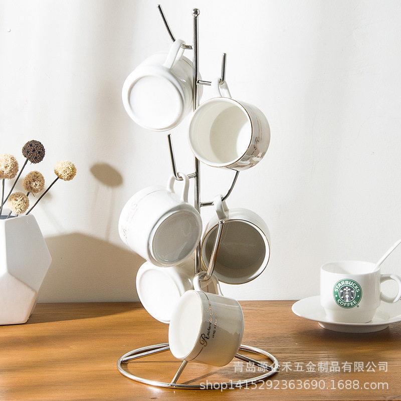 咖啡杯架子挂架不锈钢创意家用倒挂玻璃水杯架沥水收纳架马克杯架