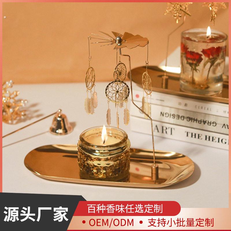 香薰蜡烛走马灯旋转烛台浪漫家用烛光晚餐蜡烛聪明盖布置