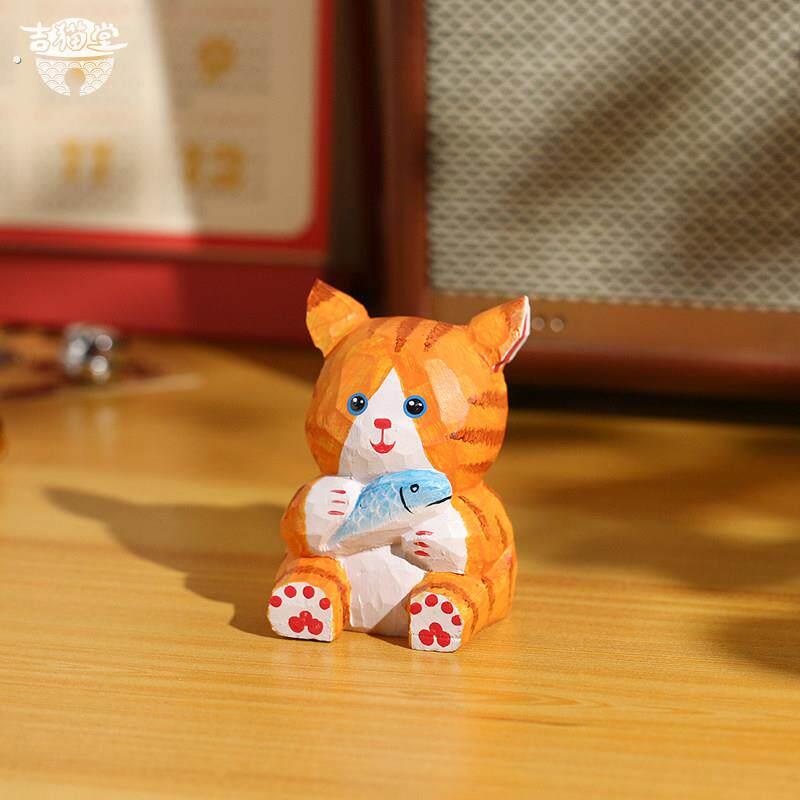 手工木雕工艺礼品摆饰猫咪小摆件可爱小猫办公桌面装饰品治愈系创