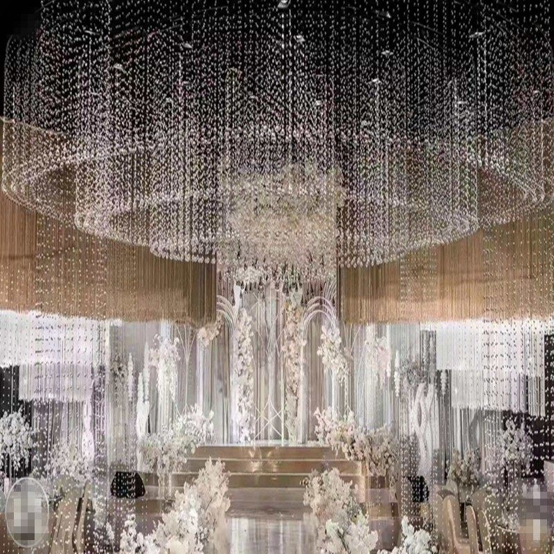 网红婚庆水晶珠帘珠链珠串美陈场景布置婚礼堂吊顶现场装饰菠萝珠