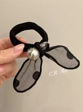 日韩气质兔耳朵发圈珍珠闪钻头绳耐用毛巾圈网红百搭扎马尾橡皮筋