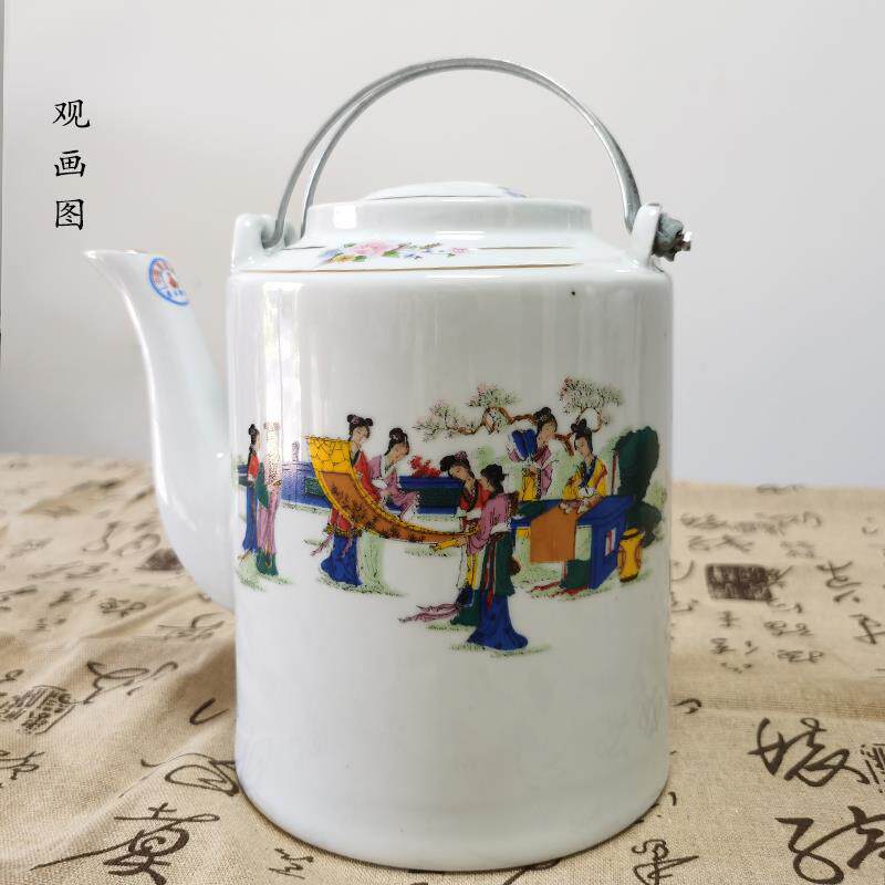 景德镇陶瓷茶壶夏天冷水壶乔良壶2L中式釉上彩老式怀旧壶