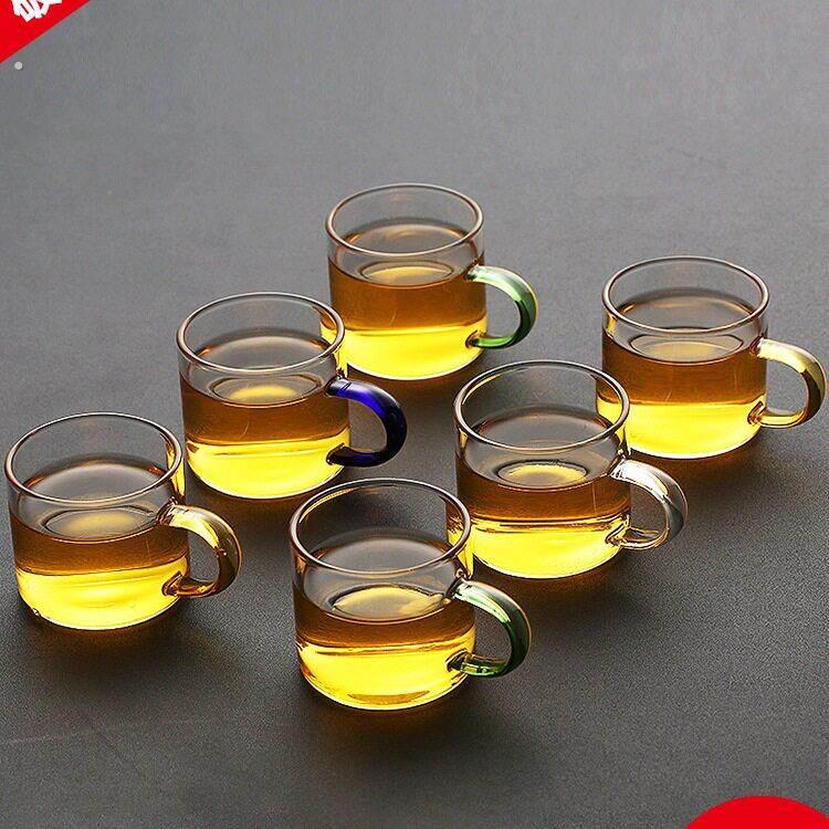 加厚耐热玻璃品茗杯子小茶杯带把杯功夫茶具喝茶耳杯茶碗家用套装