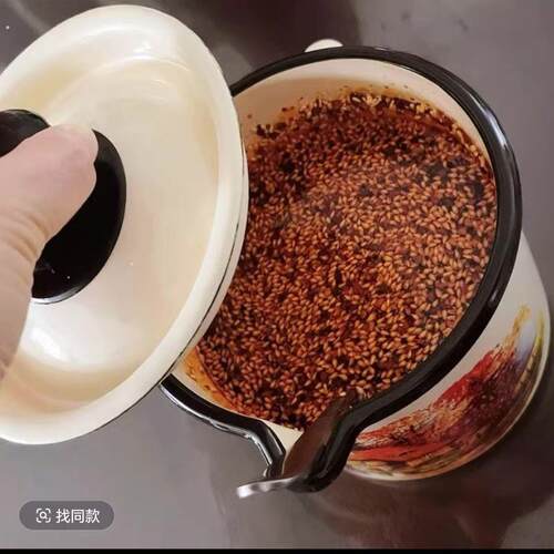复古怀旧1升搪瓷小嘴油壶耐高温辣椒油罐凉水壶咖啡壶茶壶可加热
