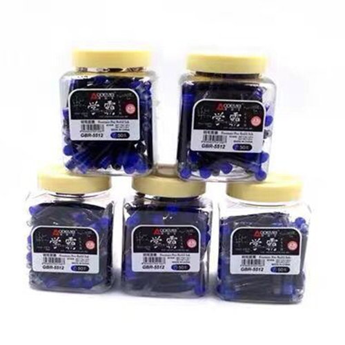 奥德美墨囊钢笔纯蓝可替换黑色3.4mm口径通用墨水囊钢笔补充液