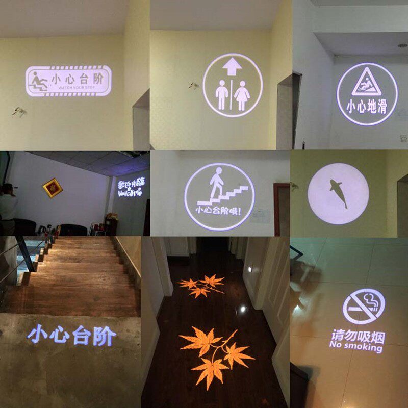 小心台阶地滑斜坡男女洗手间logo投影灯图案酒吧文字广告指示射灯