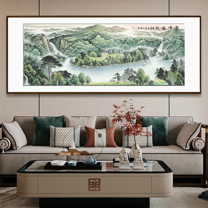 聚宝福地国画山水画客厅办公室挂画聚宝盆招财客厅装饰画鸿运当头