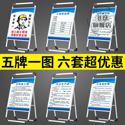 建筑工地五牌一图架子施工警示牌施工告示牌公示牌工程概况牌五图