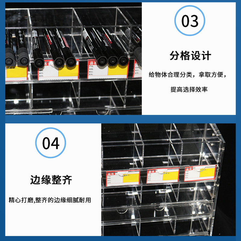 订制多功能展示文具店压克力平躺下笔架多层展示柜学生钢笔收纳层