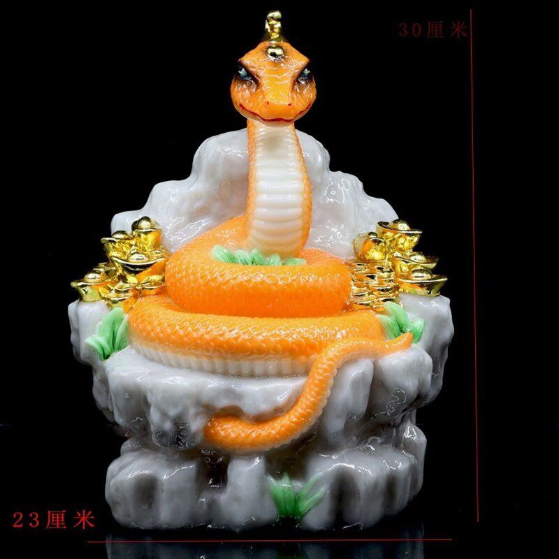 12,16真身黑蛇黄蛇仙神像玉石生肖招财元宝蛇保家居手工艺品