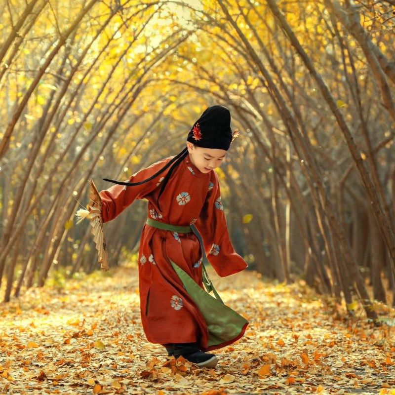 儿童唐装汉服男童中国风秋冬款女童古装幼儿宝宝套装元旦表演服