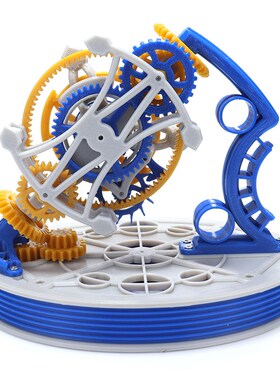 双轴陀飞轮模型金属发条动力3D打印摆钟机械原理桌面摆件齿轮艺术
