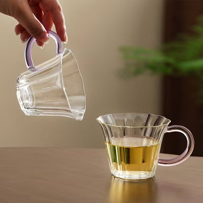 玻璃茶杯带把高级感功夫茶主人杯待客家用耐热水杯花茶杯女士专用图片