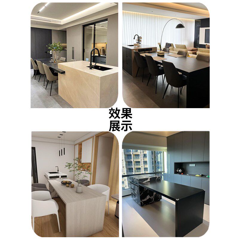 开放式厨房餐桌餐台抽拉伸缩岩板中岛吧台延长直线滑轨重型导轨