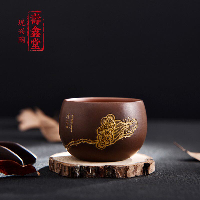 钦州坭兴陶纯手工功夫茶杯陶瓷主人杯单杯品茗杯茶具水杯柴烧茶器