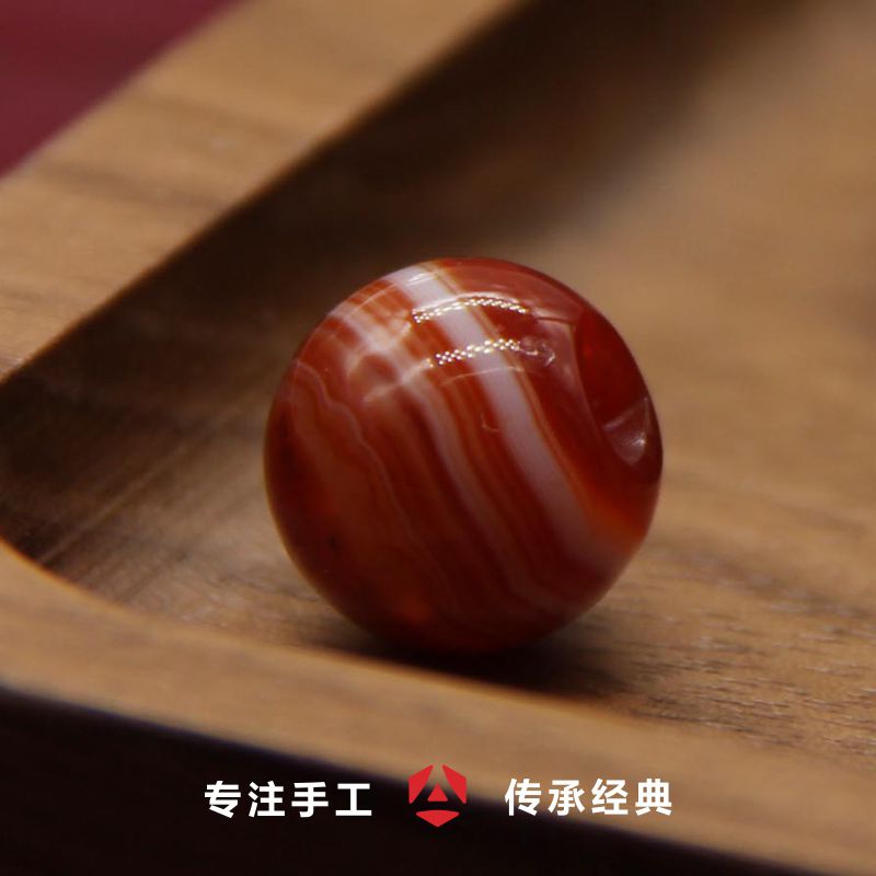 天然红玛瑙侧孔条纹玉石圆珠纽扣定制旗袍中式汉服唐装盘钮子十颗
