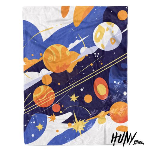 创意宇宙飞船星球宇航员儿童宿舍幼儿园绒毯空调被毛毯挂毯床单
