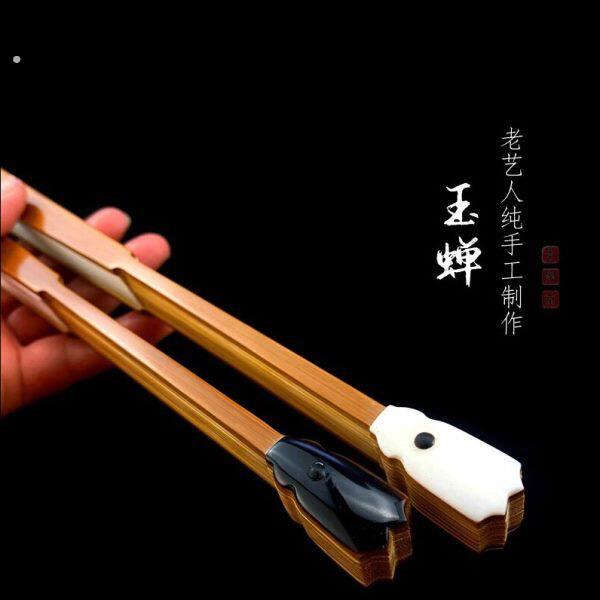 老艺人全手工制作95寸老玉竹扇骨文玩折扇古风苏工扇面玉蝉头扇子