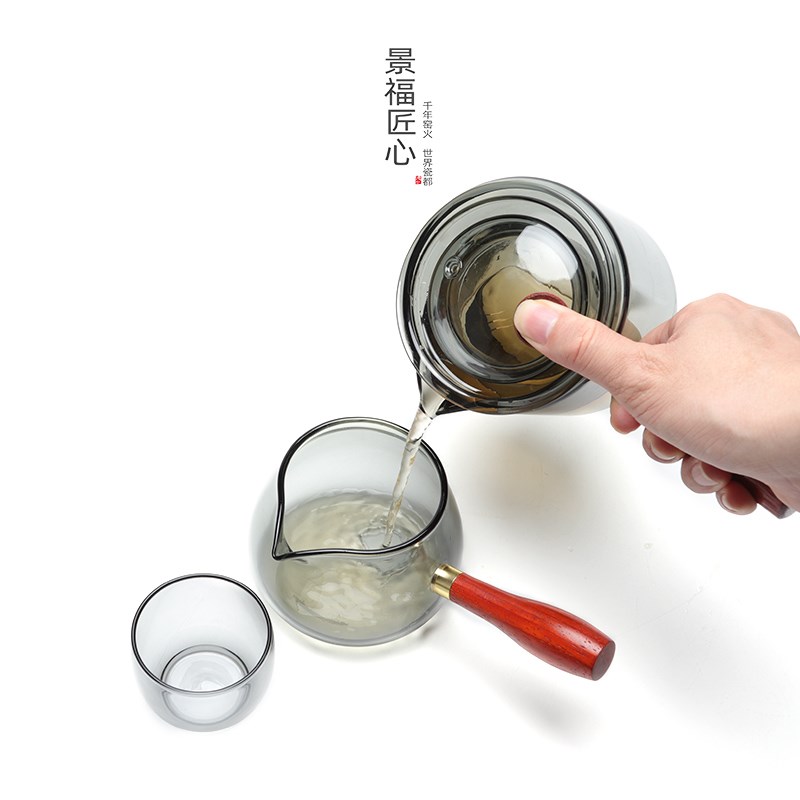 景福匠心高硼硅高温耐热玻璃茶具套装双侧把壶礼盒装家用送礼定制