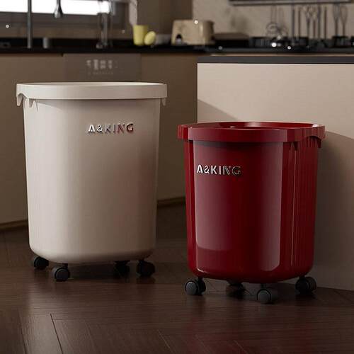 垃圾桶家用厨房2026新款客厅轻奢高档大容量办公室专用带轮免弯腰