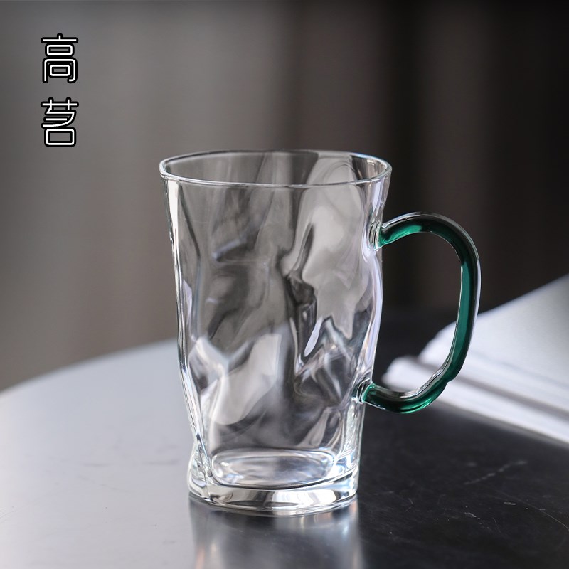 泡绿茶茶杯耐热透明玻璃杯子单层冷泡杯耐高温高硼硅带把手水杯女图片
