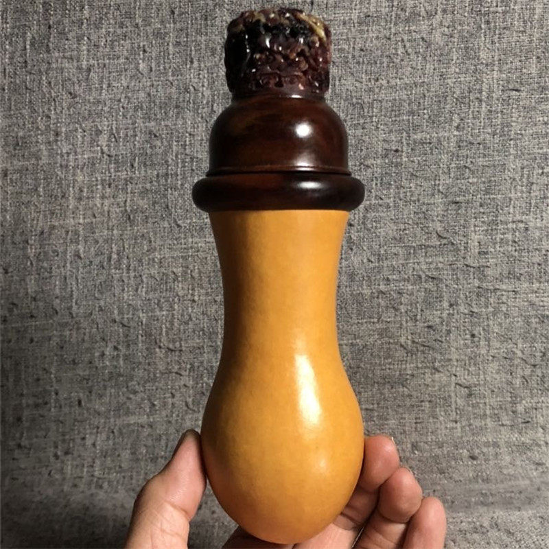 天然葫芦鸡心蝈蝈罐把玩范制押花模竹蛉子筒黑白虫具文玩收藏摆件