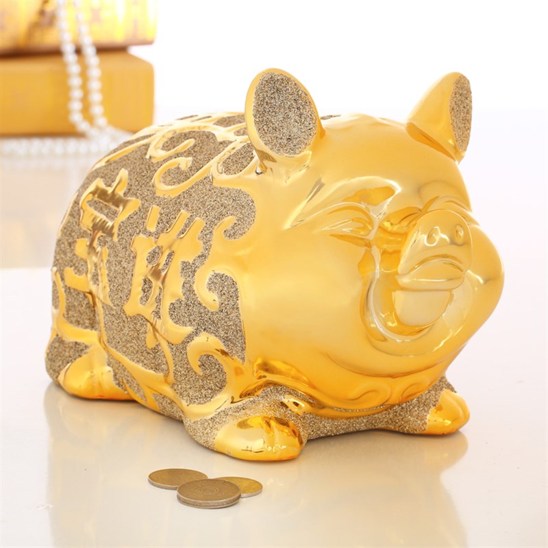 大容量金猪特大号储蓄罐开业礼品金色存钱罐招财进宝玻璃砂旺财猪
