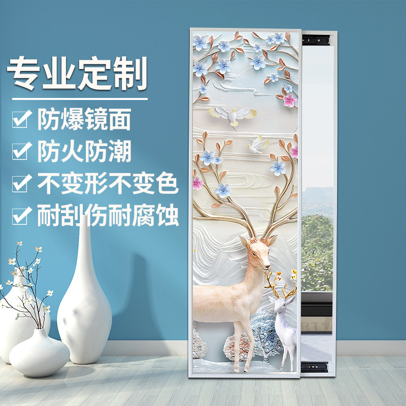 穿衣镜全身挂墙装饰画卧室衣柜推拉隐形镜试衣镜悬挂玄关移动贴墙