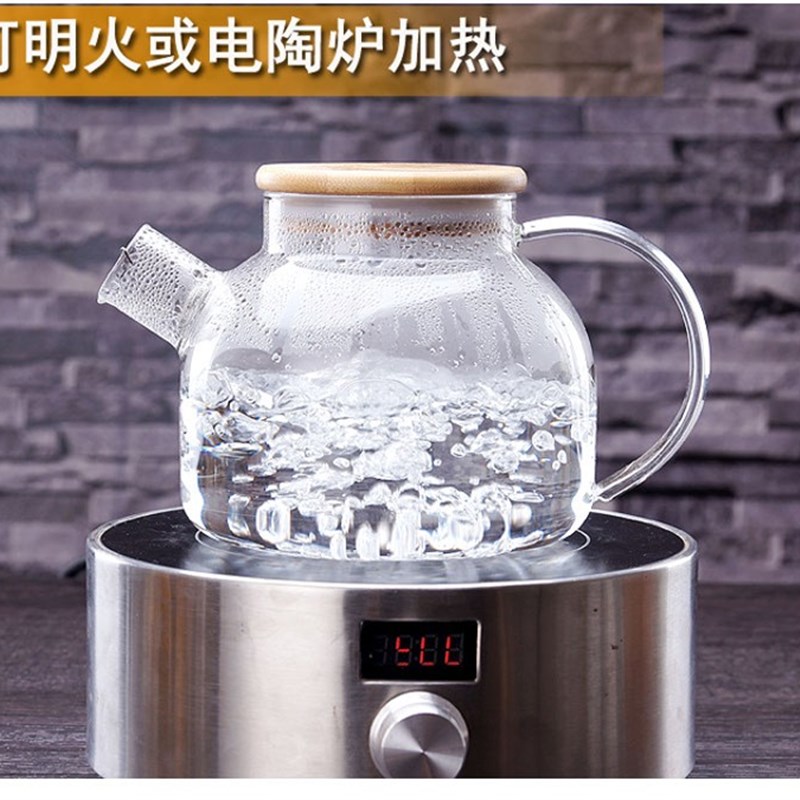 明火加热耐热玻璃花茶壶 凉水壶沸水壶大容量煮水果茶壶无铅防爆