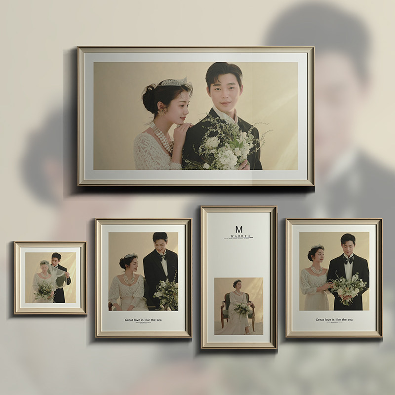 婚纱照相框相册套系制作高端影楼结婚照片墙定制床头放大组合挂墙