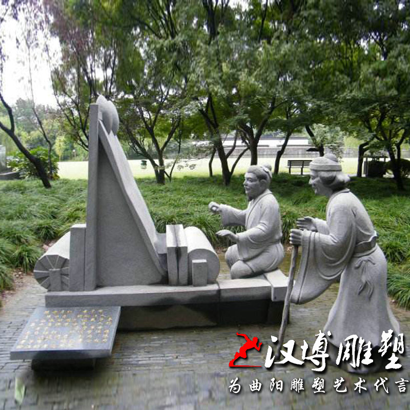 玻璃钢仿铜人物雕塑景观广场铸铜养蚕人物雕塑铜雕纺织文化定制做