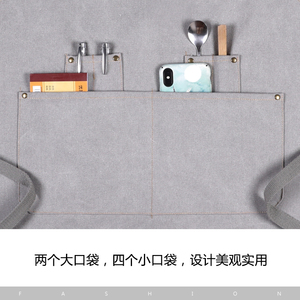 全棉加厚帆布定制围裙印logo咖啡师奶茶店美甲花艺餐厅男女工作服