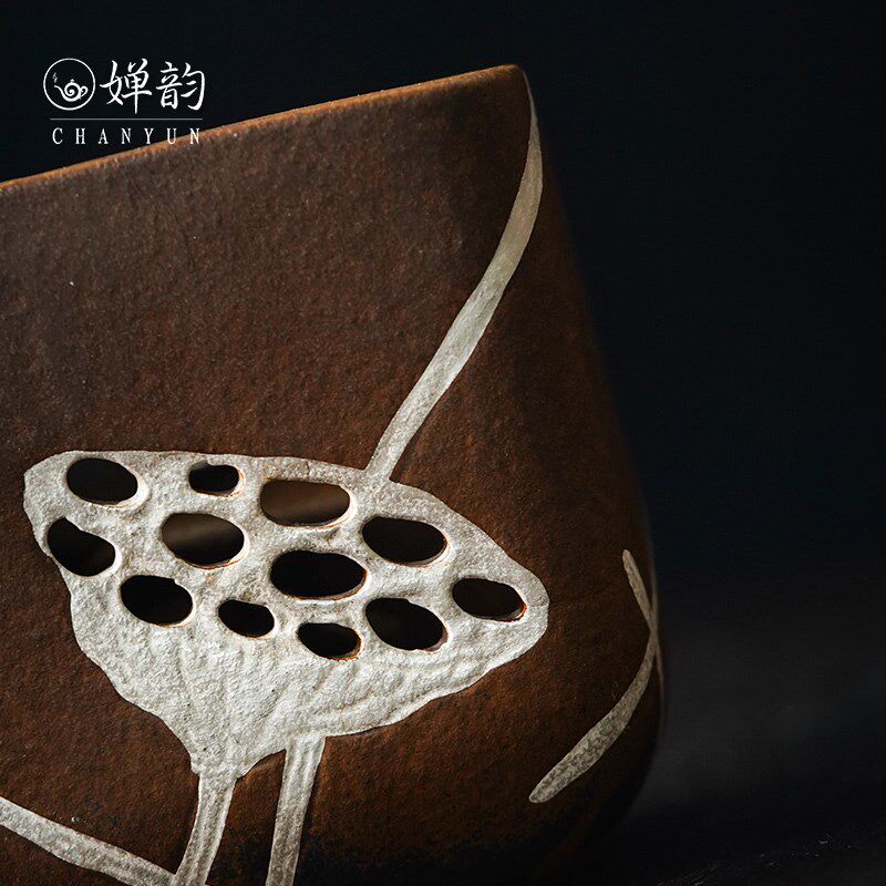 婵韵斋居灰念茶壶酱釉南瓜提梁壶描银荷塘温茶炉围炉煮茶小田月月