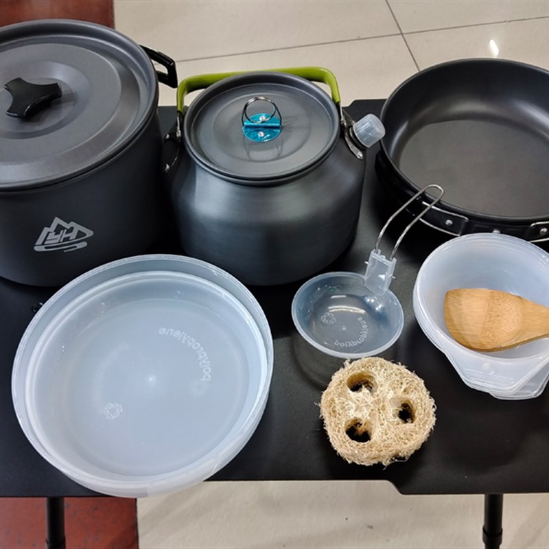 户外便携露营炊具套锅野营烧水壶套装锅具野外卡式炉餐具装备用品