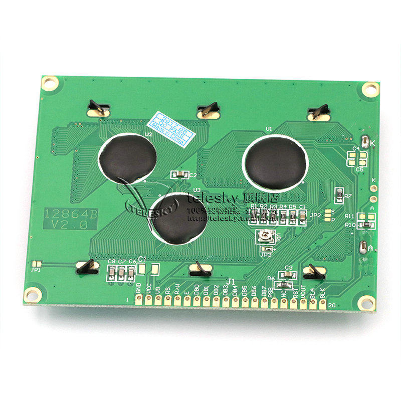 黄绿屏 LCD12864 LCD液晶屏 5V 带中文字库  ST7920 串并口通用