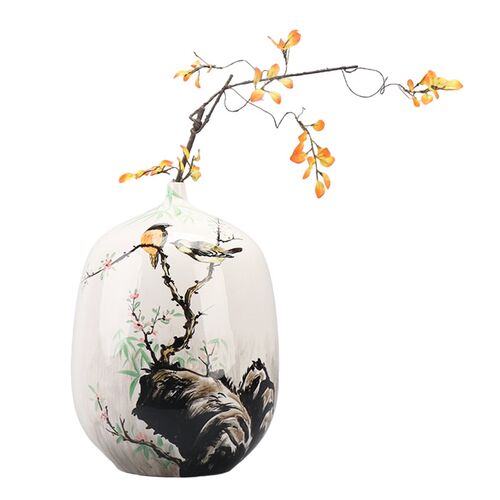 新中式手绘陶瓷花瓶样板房茶室软装饰品玄关电视柜茶几博古架摆件