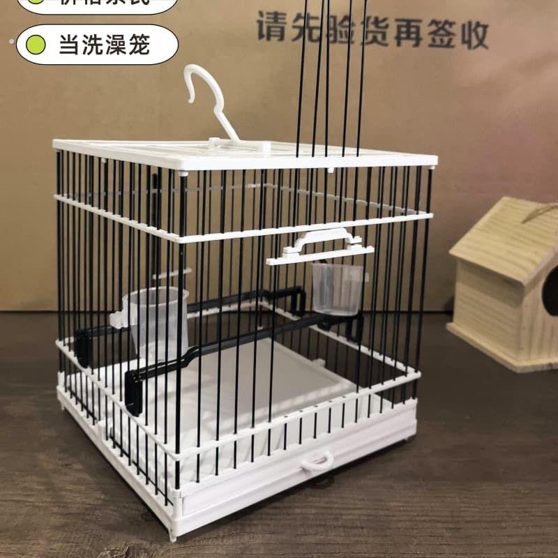 绣眼鸟笼新款挂钩式塑料板笼塑钢鸟笼贝子柳莺玉鸟小鸟笼洗澡笼