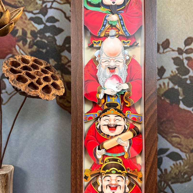 玺语纸艺五福临门竖款手工剪纸立体装饰画纸雕工艺品开业门店礼